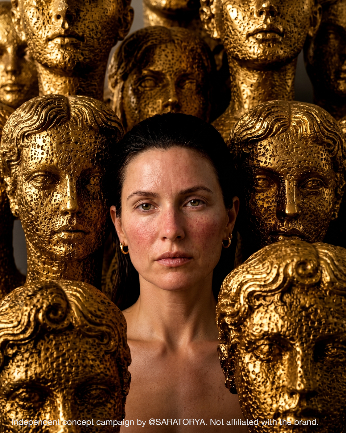 Sculptural gold jewellery campaign