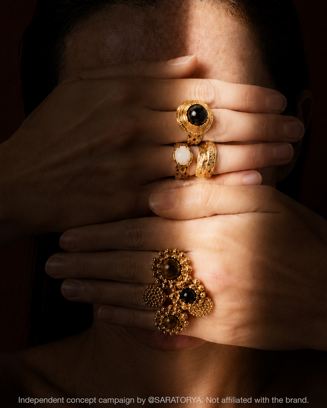 Sculptural gold jewellery campaign