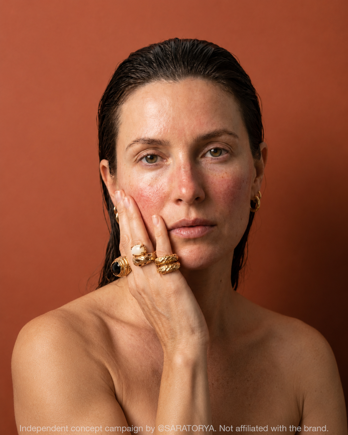 Sculptural gold jewellery campaign