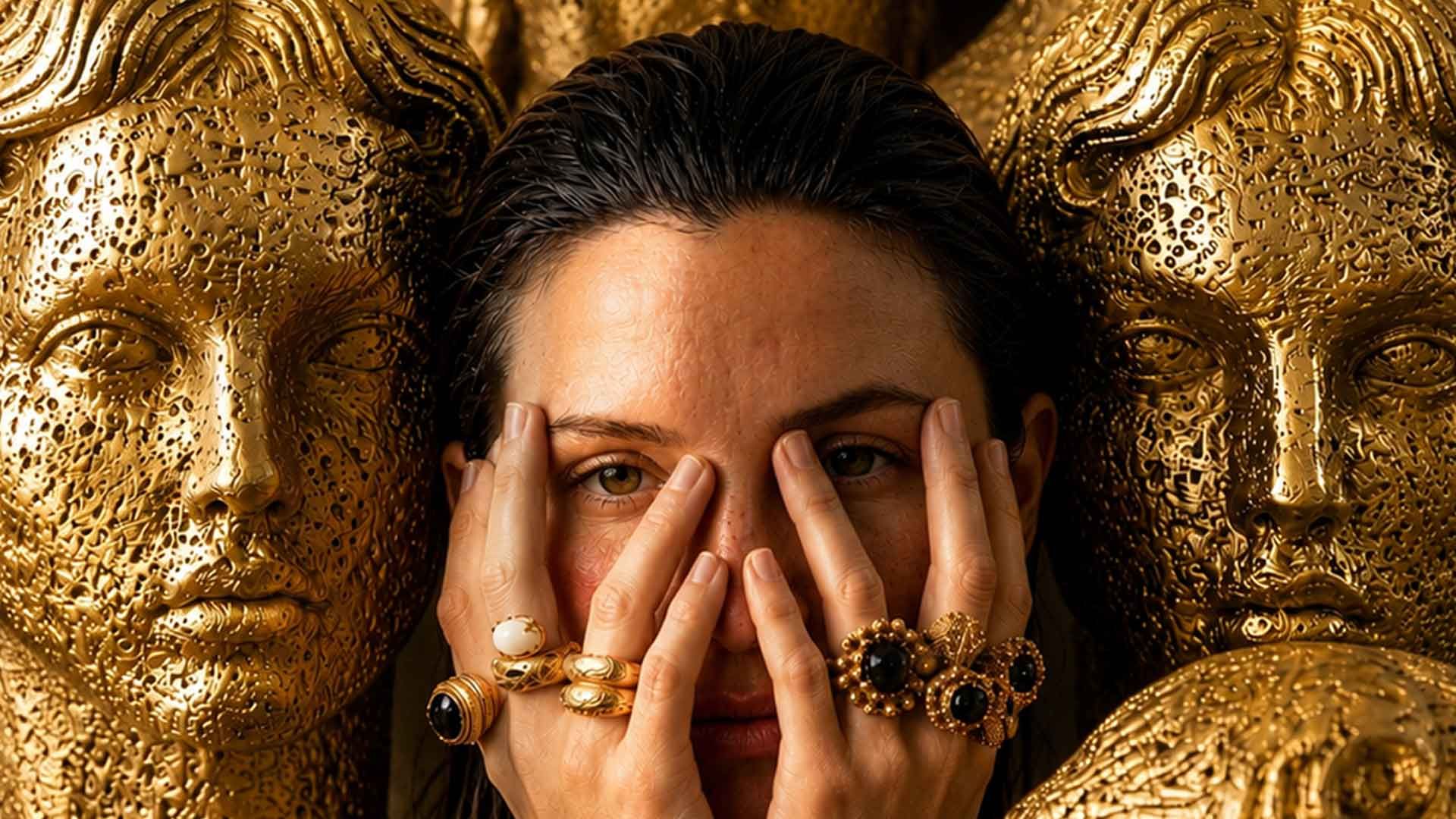 Sculptural gold jewellery campaign